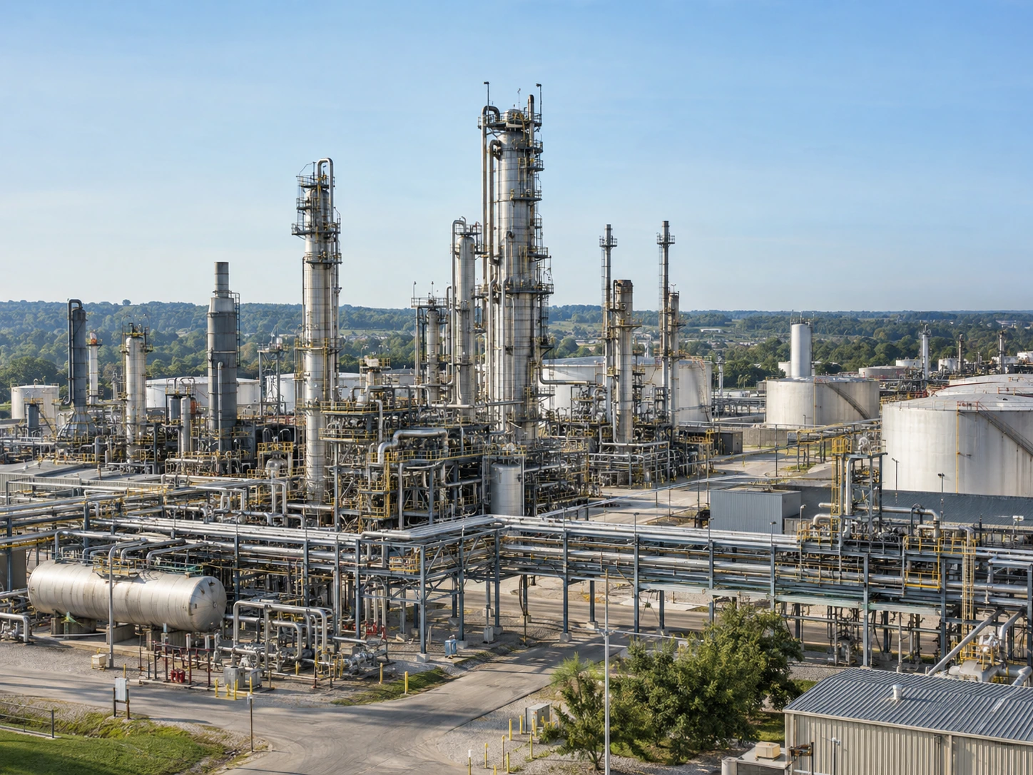 Illustrative view of an oil and gas processing facility